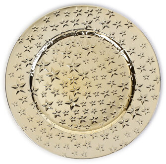 1x stuks kaarsenborden/onderborden goud met sterren 33 cm