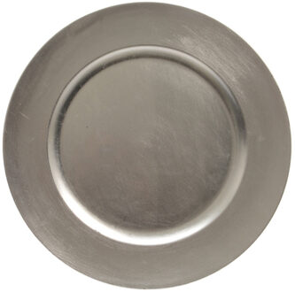 1x stuks kaarsenborden/onderborden zilver glimmend 33 cm - Kaarsenplateaus Zilverkleurig