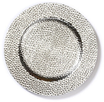 1x stuks kaarsenborden/onderborden zilver glimmend 33 cm