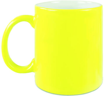 1x stuks neon gele bekers/ koffiemokken 330 ml - Bekers Geel