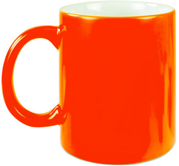 1x stuks neon oranje bekers/ koffiemokken 330 ml - Bekers