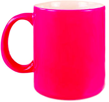 1x stuks neon roze bekers/ koffiemokken 330 ml - Bekers