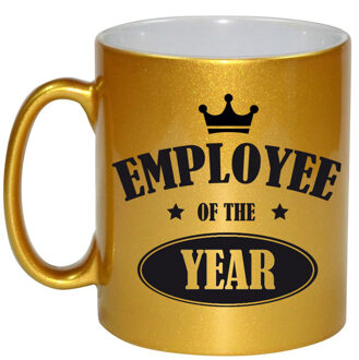1x stuks personeel / collega cadeau gouden mok / werknemer van het jaar - feest mokken Goudkleurig
