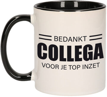 1x stuks personeel / werknemer cadeau mok zwart / bedankt collega voor je top inzet - feest mokken