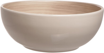 1x stuks salade schaal/kom rond Turbolino beige/bruin 25 cm - Saladeschalen