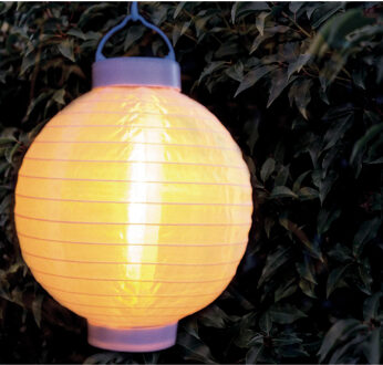 1x stuks solar buitenlampion / buitenlampionnen wit met realistisch vlameffect 20 cm - Lampionnen