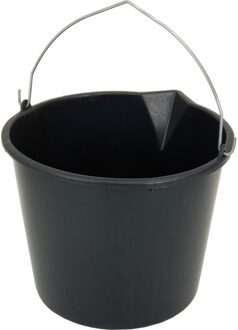 1x Stuks stevige zwarte huishoud emmer 16 liter met tuit - Emmers