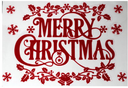 1x stuks velletjes kerst raamstickers rood Merry Christmas 29,5 x 40 cm