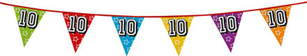 1x stuks vlaggenlijnen glitters 10 jaar thema feestartikelen - Vlaggenlijnen Multikleur