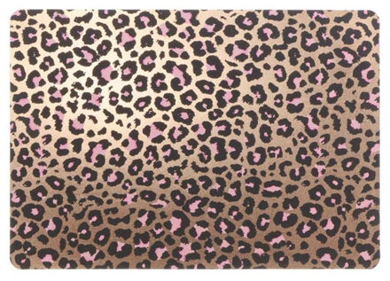 1x Tafel placemats/onderleggers met bronzen panterprint 30 x 45 cm - Placemats Bruin