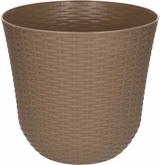 1x Taupe plantenbakken/bloembakken rond 25 cm - Plantenpotten