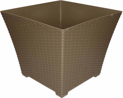 1x Taupe plantenbakken/bloempotten 37 cm vierkant