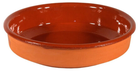 1x Terracotta tapas ovenschaal/serveerschaal 32 cm - Snack en tapasschalen Bruin