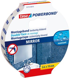 1x Tesa dubbelzijdig montage tape waterproof op rol 5 meter - Tape (klussen) Wit