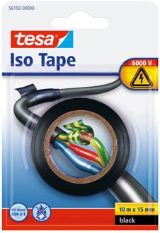 1x Tesa isolatie tape op rol zwart 10 mtr x 1,5 cm - Tape (klussen)