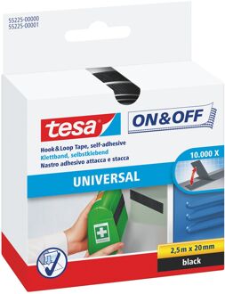 1x Tesa klittenband ophangsysteem extra sterk zwart 2,5 mtr x 2 cm - Tape (klussen)