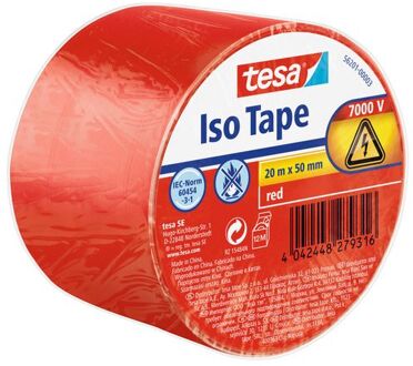 1x Tesa Universalband isolatie tape rood 20 mtr x 5 cm - Tape (klussen)