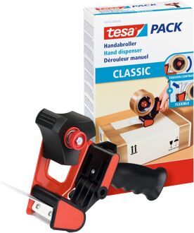 1x Tesa verpakkingstape handdispenser zwart/rood - Tape (klussen) Multikleur