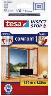 1x Tesa vliegenhor/insectenhor zwart 1,7 x 1,8 meter - Raamhorren