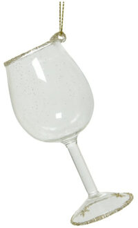 1x Transparant wijnglas kerstversiering hangdecoratie 10 cm