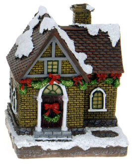 1x Verlichte kerstdorp huisjes/kersthuisjes 13,5 cm - Kerstdorpen Multikleur