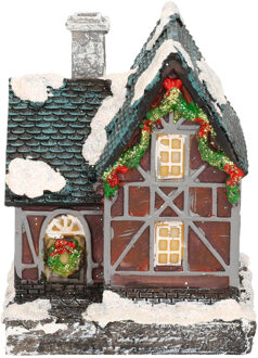 1x Verlichte kerstdorp huisjes/kersthuisjes 13,5 cm - Kerstdorpen Multikleur