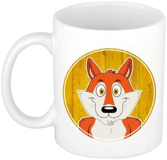 1x Vossen beker / mok - 300 ml keramiek - vos dieren bekers voor kinderen Multikleur