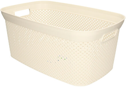 1x Wasmand/wasgoed draagmanden creme wit 35 liter 34 x 54 x 23 cm huishouden - Wasmanden Crème