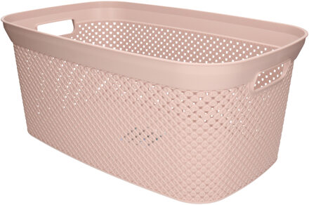 1x Wasmand/wasgoed draagmanden oud roze 35 liter 34 x 54 x 23 cm huishouden - Wasmanden