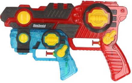 1x Waterpistolen/waterpistool 2-delig van 26 cm rood/blauw kinderspeelgoed - waterspeelgoed van kunststof Multikleur