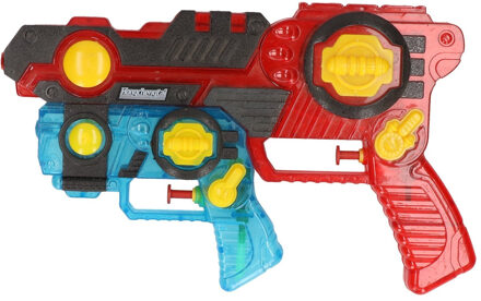 1x Waterpistolen/waterpistool rood/blauw 2-delig van 26 cm kinderspeelgoed Multi