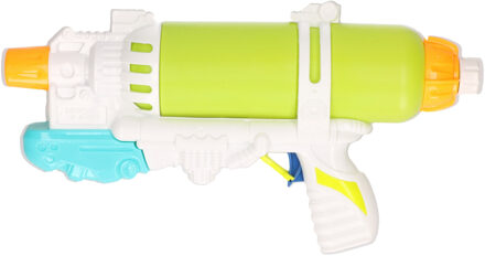 1x Waterpistool/waterpistolen 34 cm groen/wit - Waterpistolen Multikleur