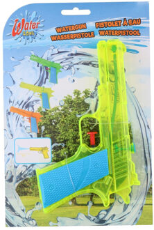 1x Waterpistool/waterpistolen geel 18 cm multikleuren - Waterpistolen