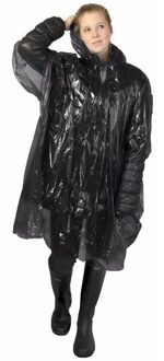 1x Wegwerp regenponcho zwart voor halloween