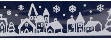 1x Witte kerst raamstickers witte stad met huizen 12,5 x 58,5 cm - Feeststickers