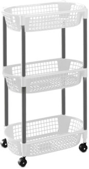 1x Witte opberg trolleys/roltafels met 3 manden 71 cm - Etagewagentje/karretje met opbergkratten