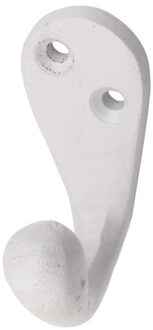 1x Witte retro garderobe haakjes / jashaken / kapstokhaakjes aluminium enkele haak 5,1 x 2,2 cm - Kapstokhaken