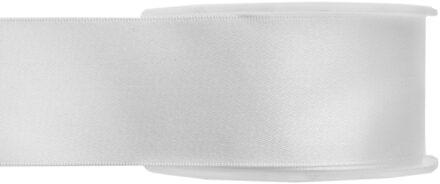 1x Witte satijnlint rollen 2,5 cm x 25 meter cadeaulint verpakkingsmateriaal - Cadeaulinten