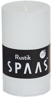 1x Witte woondecoratie kaarsen rustiek 5 x 8 cm 17 branduren
