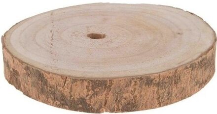 1x Woondecoratie ronde boomschijf 20 cm van Paulowna hout - Woonaccessoires boomschijven rond