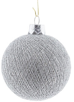 1x Zilveren Cotton Balls kerstballen decoratie 6,5 cm - Kerstbal Zilverkleurig