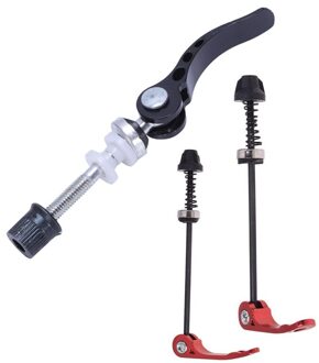 1x Zwarte Fiets Quick Release Zadelpenklem Bindmiddel & 1 Paar Bike Wheel Spies Quick Release Qr Voor Achter as Rode