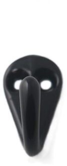 1x Zwarte garderobe haakjes / jashaken / kapstokhaakjes aluminium enkele haak 3,6 x 1,9 cm - Kapstokhaken