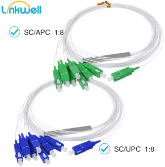 1x8 High Quality 10pcs/Lot PLC SC/APC SM 0.9mm Steel Tube FTTH Fiber Optic PLC Splitter 1m SC APC Connector 1:8 Connector