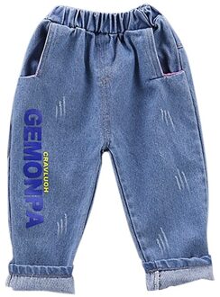 1Y-6Y Zachte Herfst Peuters Kids Jongen Meisje Broek Brief Afdrukken Denim Broek Baby Lange Broek Broek Bodems 12m