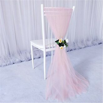 2*1.5M Organza Sjerpen Stoel Cover Sash Breder Voller Bows Wedding Party Stoel Cover Craft Decoratie perzik poeder