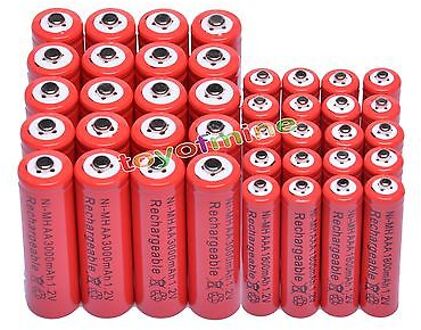 2/10/20/32/50Pcs Aa 3000Mah + Aaa 1800Mah 1.2V Nimh rode Kleur Oplaadbare Batterij Mobiele 2A 3A Rc Speelgoed Led Flashligh 2AA 2AAA