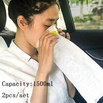 2/10 Stuks Wegwerp Braaksel Zak Plastic Reizen Vliegtuig Motion Auto Zee Ziekte Organisator Draagbare Vuilniszak Huis Schoonmaken accessoires wit-1500ml-2stk