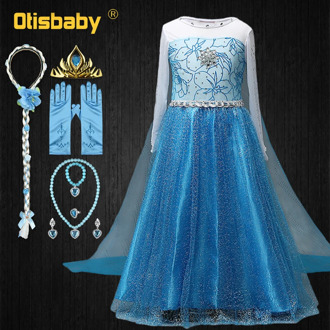 2-10 Years Girls Summer Elegant Queen Elsa Costume Christmas Fantasy Girl Princess Bling Crystal Elsa Prom Birthday Party Dress