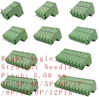 2-12Pin 2EDG5.08 PCB Screw Terminal Block Connector 2EDG 5.08mm Pitch Straight Needle/Right Angle Curved Pin Header Plug Socket